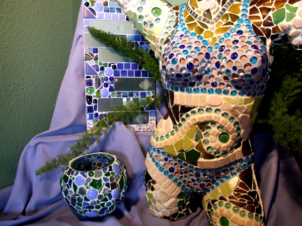 Mosaikkunst in Blau 