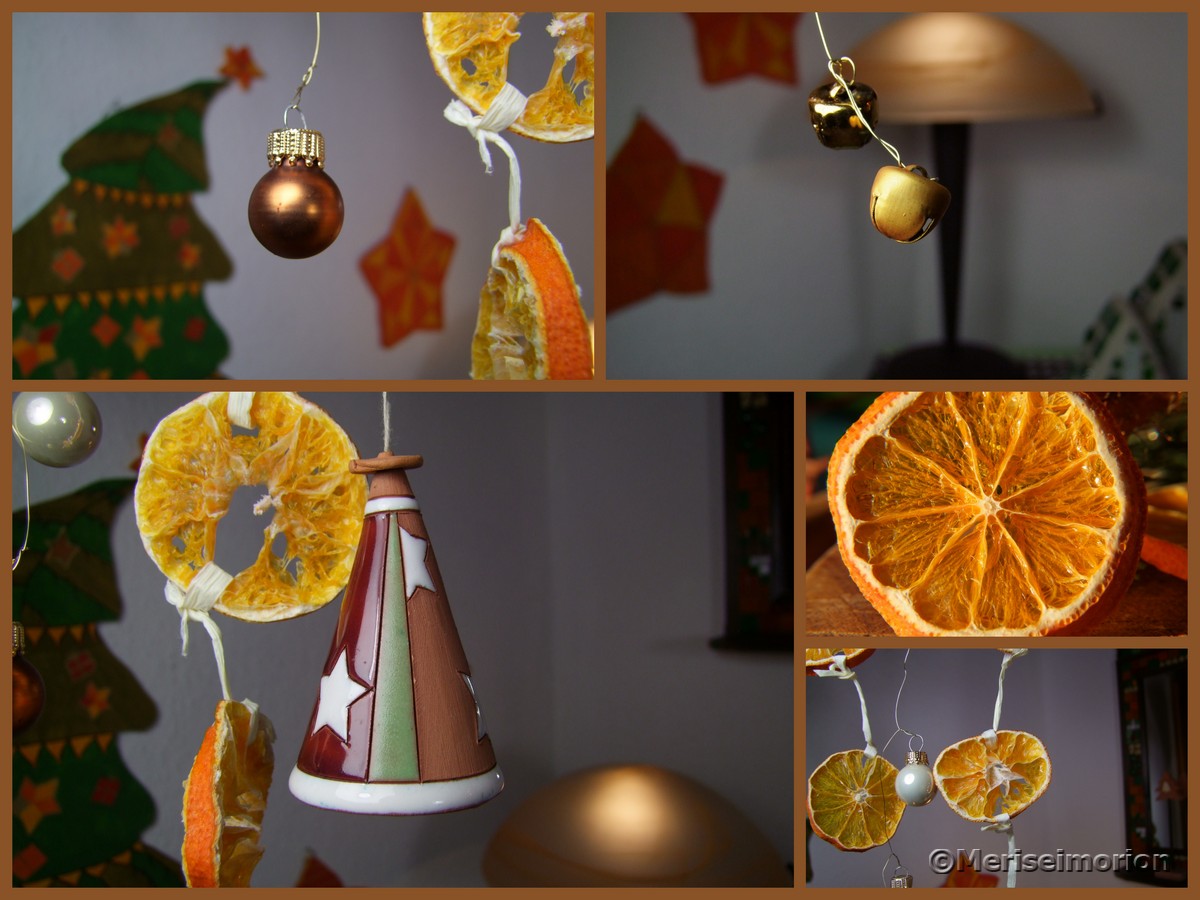 Weihnachtsdeko mit getrockneten Mandarinen