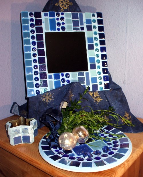 Blauer Mosaikspiegel