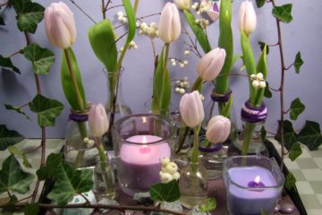Tablett Deko im Januar mit Tulpen